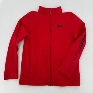 Kids Under Armour Red Full Zip Track Jacket Youth Large UA Logo‎